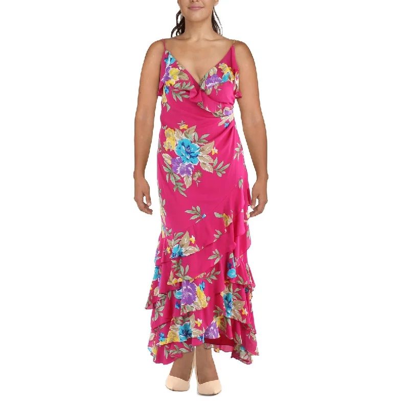 Lauren Ralph Lauren Womens Floral Print Long Evening Dress Tunics Practical easy-care