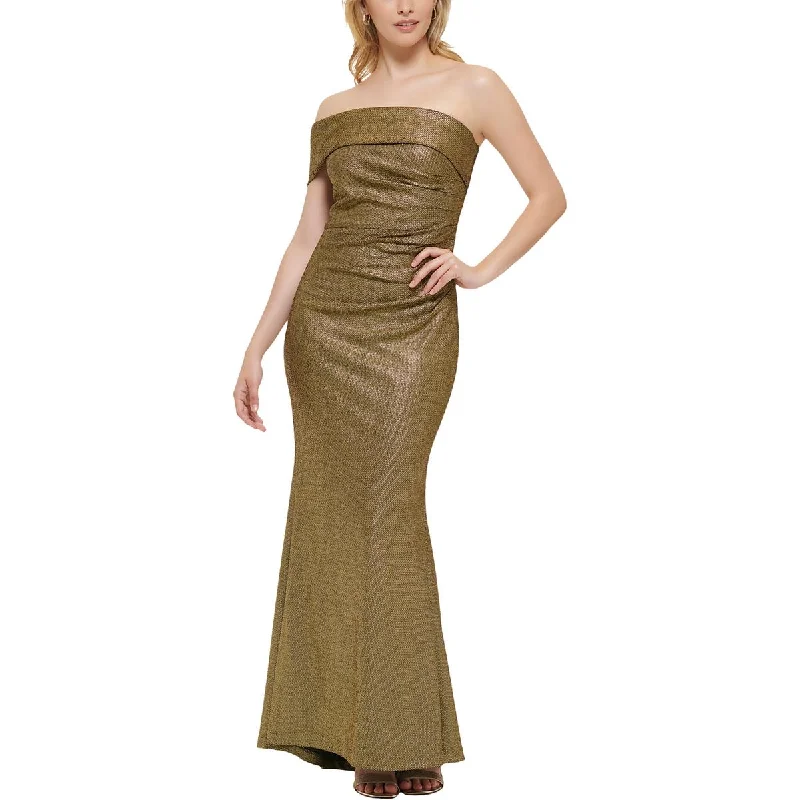 Eliza J Womens Metallic One Shoulder Evening Dress Tunics Yoga stretchy