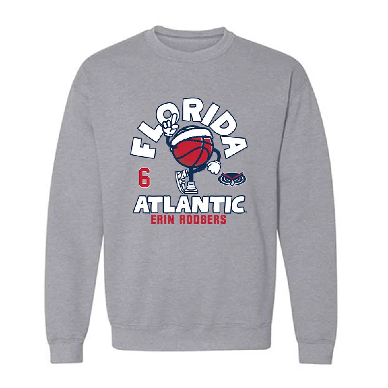 FAU - NCAA Women's Basketball : Erin Rodgers - Crewneck Sweatshirt Hoodie with Hem Detail Decorative Unique FAU - NCAA Women's Basketball : Erin Rodgers - Crewneck Sweatshirt Hoodie with Hem Detail Decorative Unique