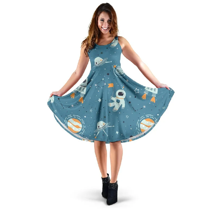 Space Astronaut Pattern Print Dress Tunics Gym athletic