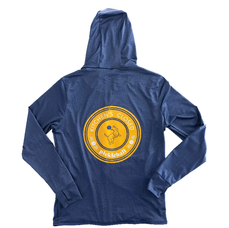Navy Zip-Front Sun Hoodie Hoodie with Emblem Brand Identity