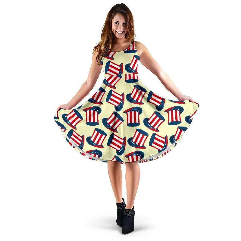 Uncle Sam Print Pattern Dress Tunics Mesh breathable