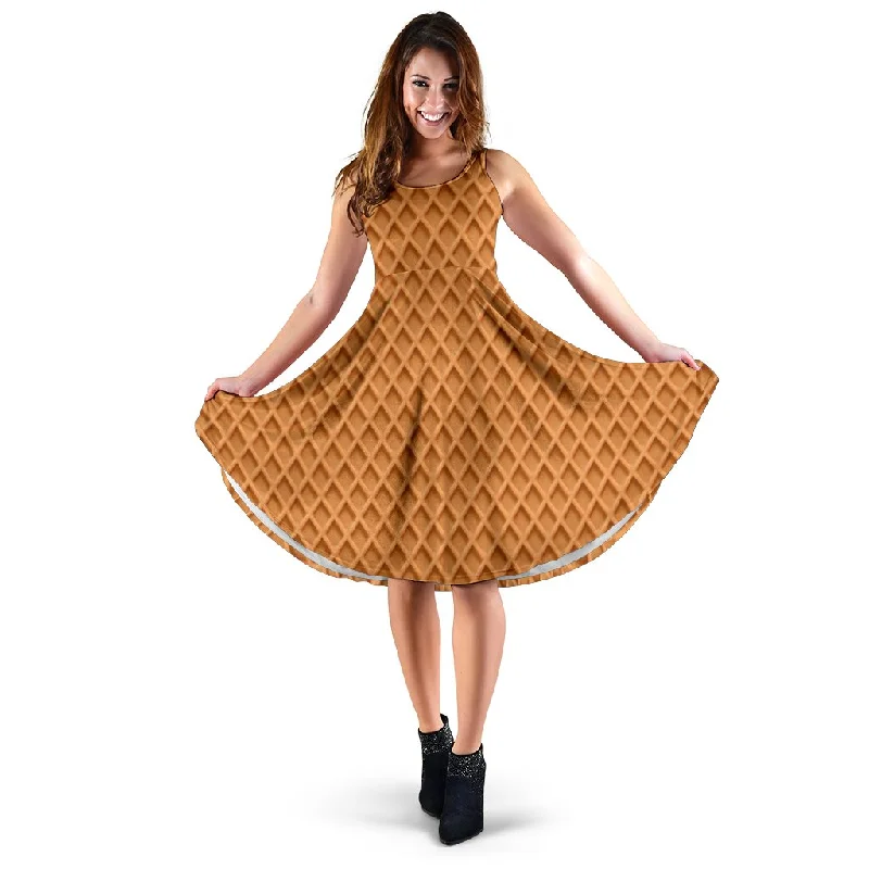 Waffle Pattern Print Dress Tunics Exclusive limited