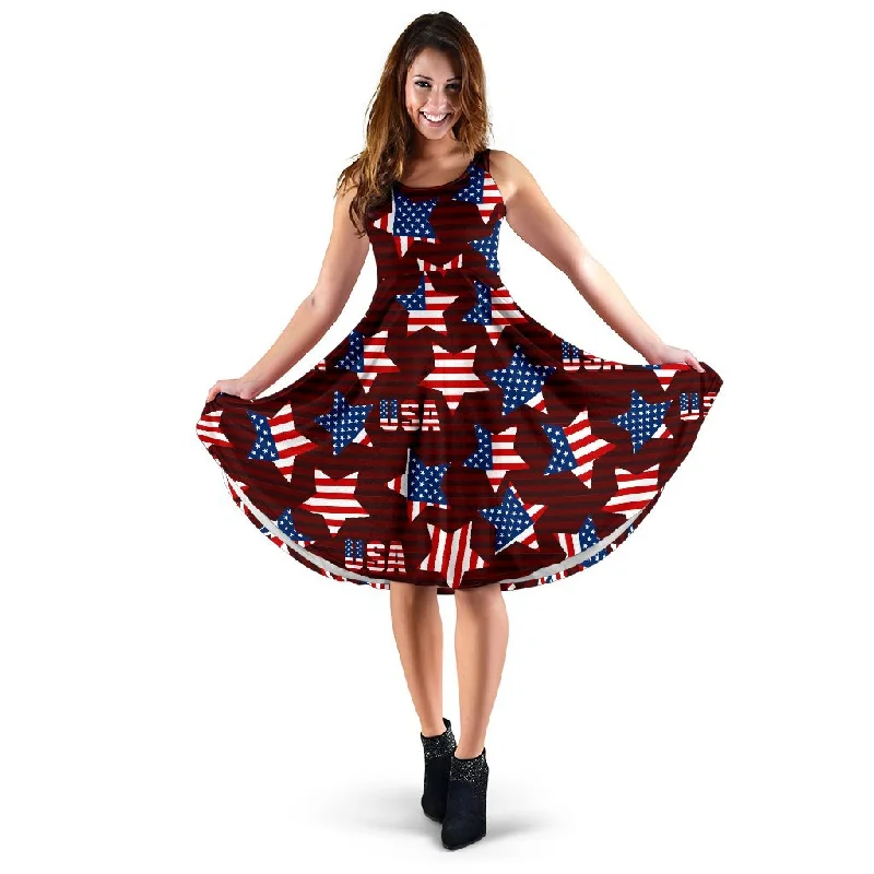 Patriot Usa Print Pattern Dress Tunics Designer luxury