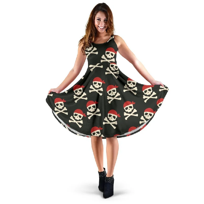 Pirate Skull Print Pattern Dress Tunics Seasonal trendy