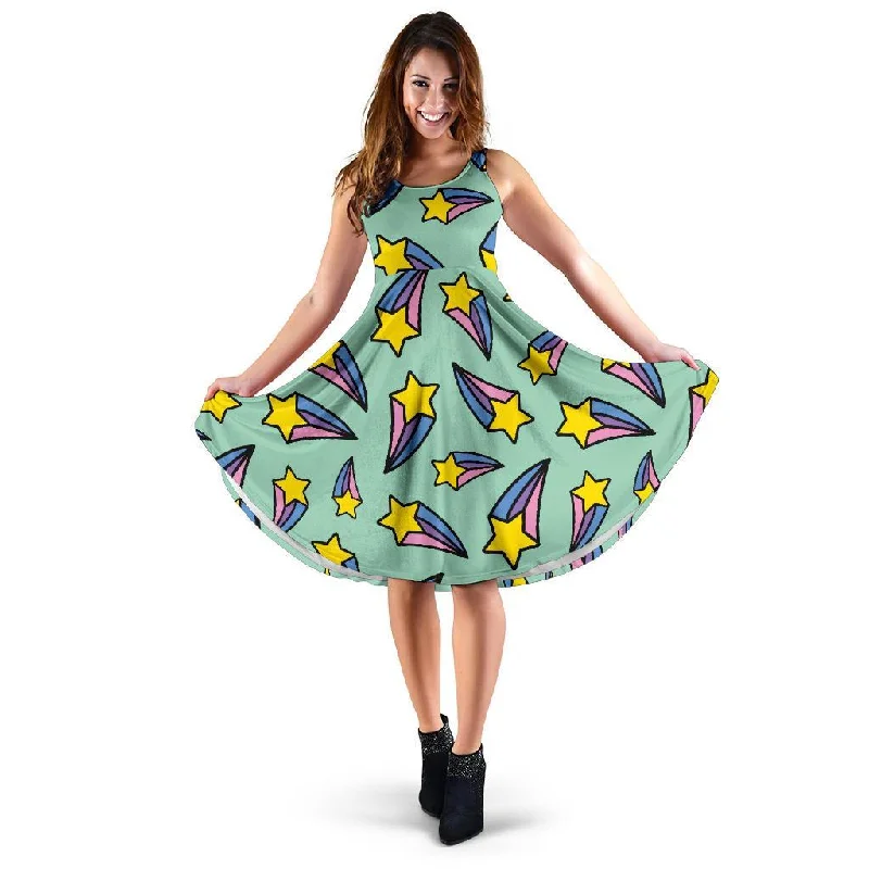 Metero Star Pattern Print Dress Tunics Canvas sturdy