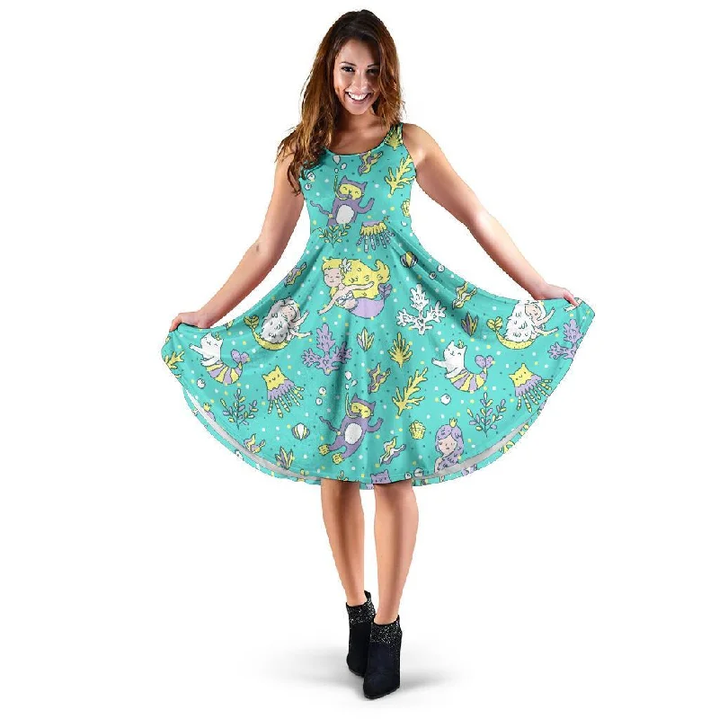 Mermaid Pattern Print Dress Tunics Gym athletic