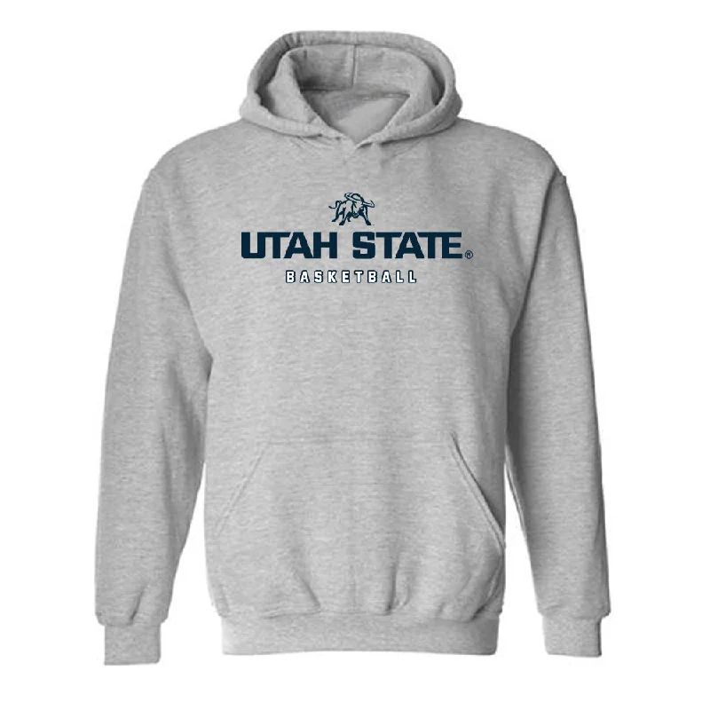 Utah State - NCAA Women's Basketball : Gracie Johnson - Hooded Sweatshirt Hoodie with Hem Frayed Vintage Worn Utah State - NCAA Women's Basketball : Gracie Johnson - Hooded Sweatshirt Hoodie with Hem Frayed Vintage Worn