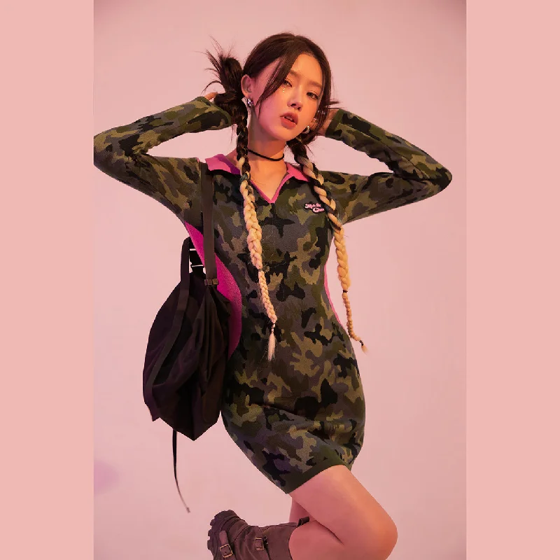 Calling All My Girls Camouflage Slim Dress Tunics Stylish modern