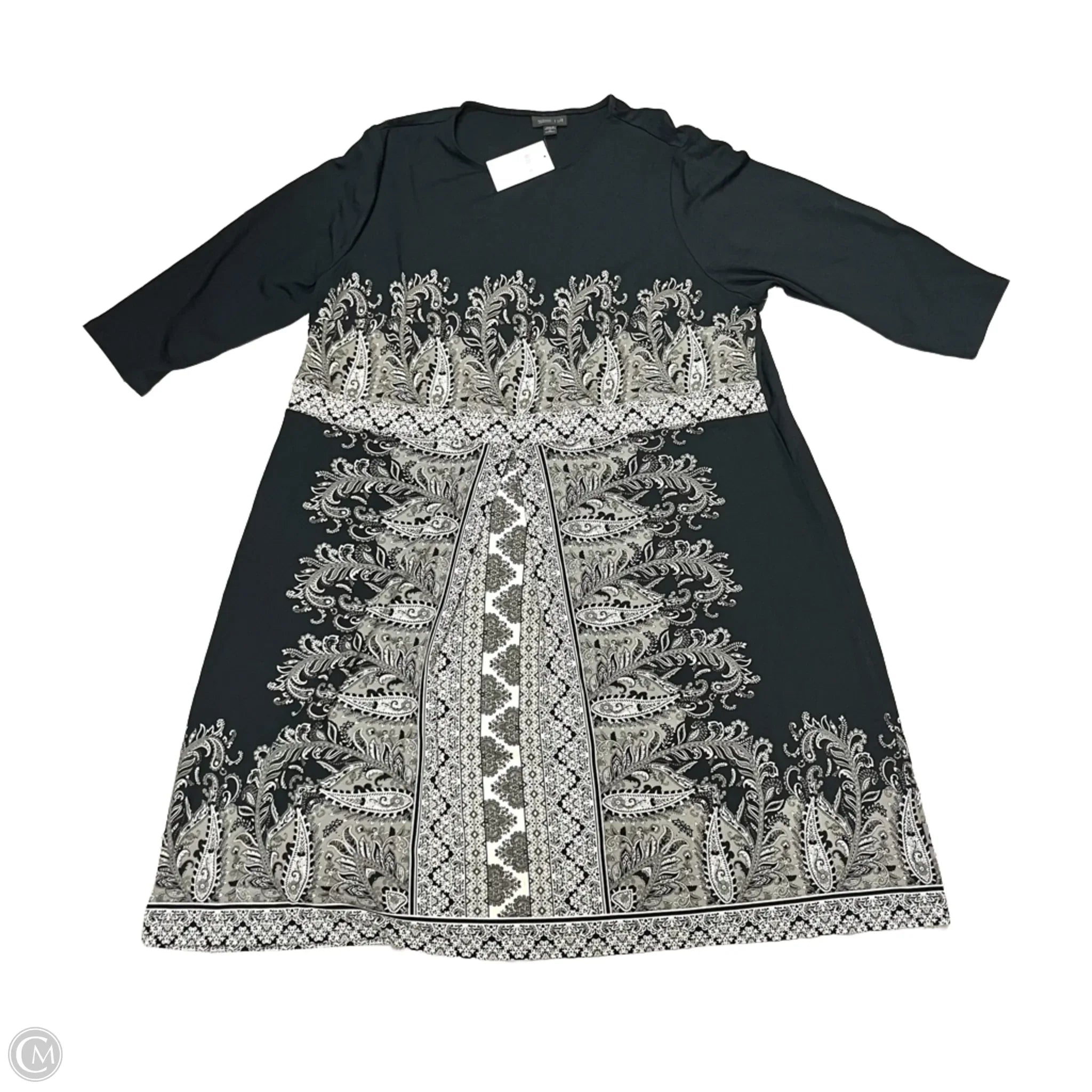 Dress Casual Midi By J. Jill In Black & Cream, Size: 2x A-Line Day Work