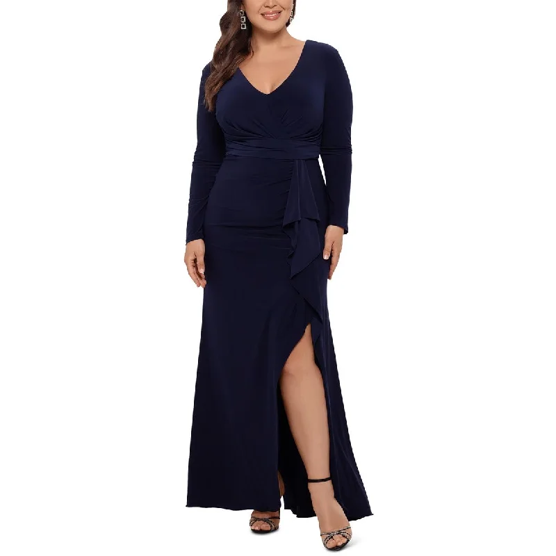 Betsy & Adam Womens Plus Knit V-Neck Evening Dress Tunics Hiking breathable