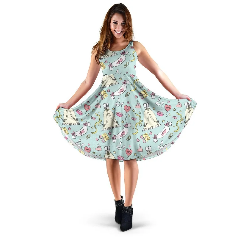 Wedding Pastel Pattern Print Dress Tunics Custom made