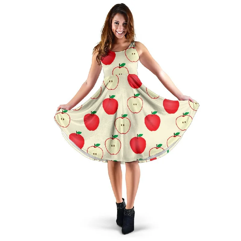 Red Apple Pattern Print Dress Tunics Practical durable