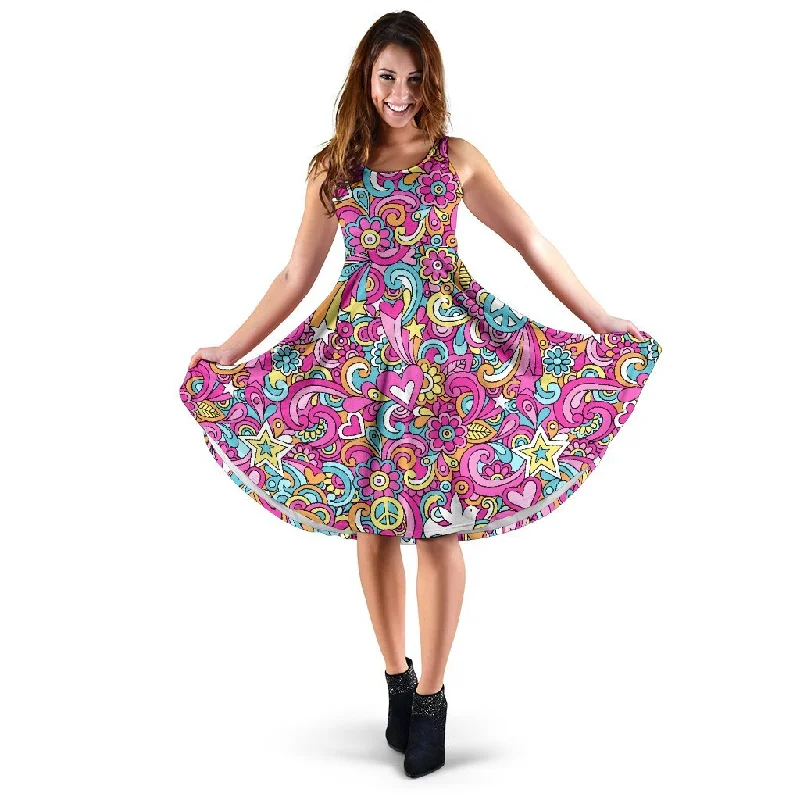 Psychedelic Pattern Print Dress Bodycon Club Sequined