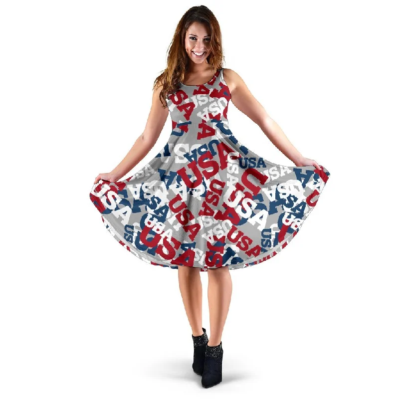 Usa Patriot Pattern Print Dress Tunics Sophisticated sleek