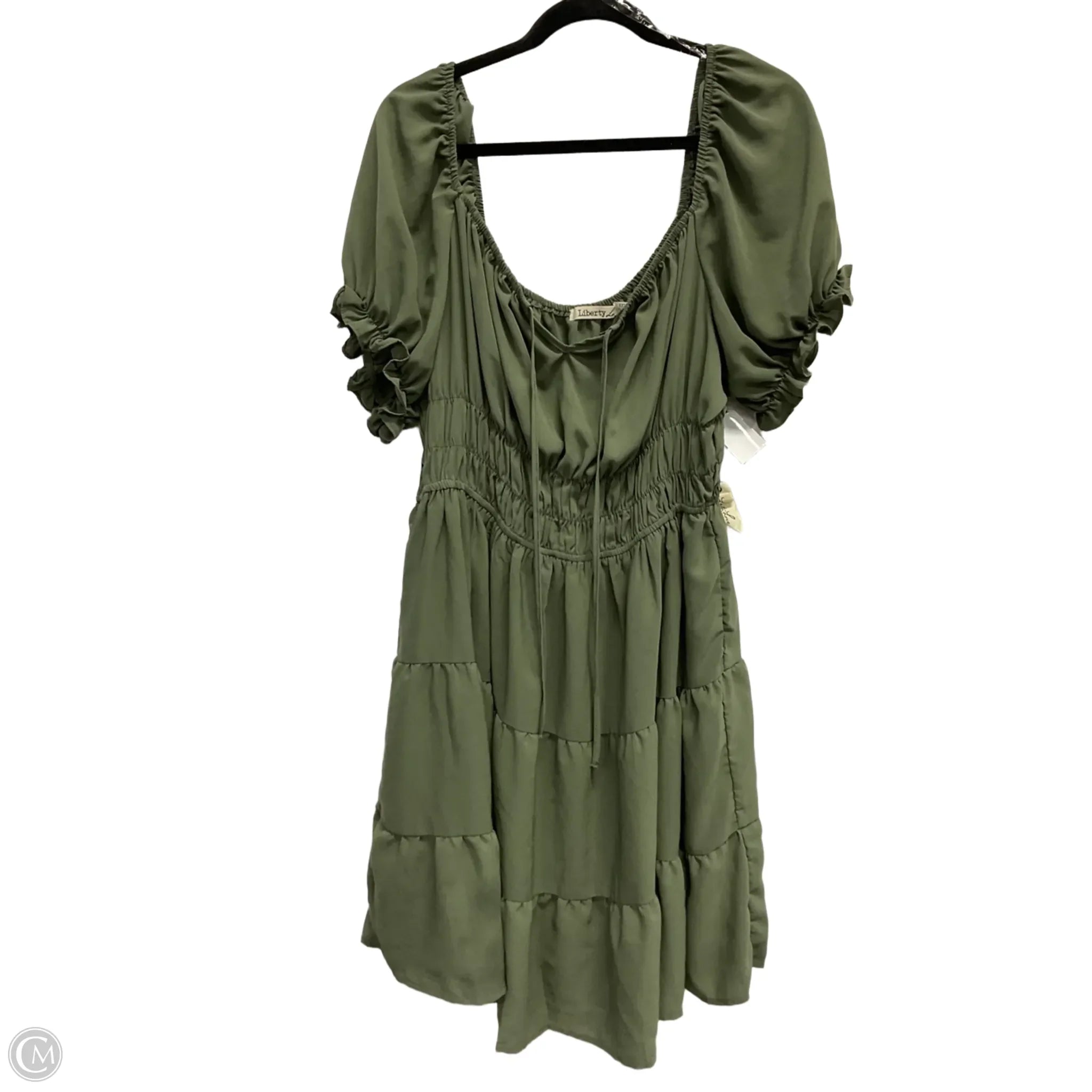 Dress Casual Midi By Liberty Love In Green, Size: 3x Boatneck Modish Everyday