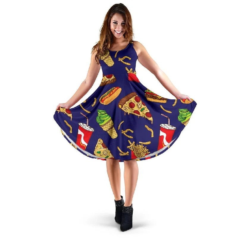 Print Pattern Fastfood Dress Crew Neckline Sporty