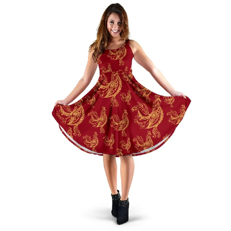 Rooster Pattern Print Dress Tunics Favorite customer