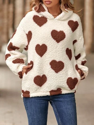 Love At First Sight Fuzzy Heart Hoodie w/Pockets Hoodie with Logo Branding Identity