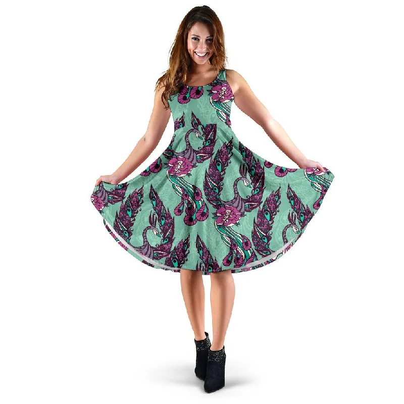 Phoenix Floral Print Pattern Dress Tunics Sophisticated sleek