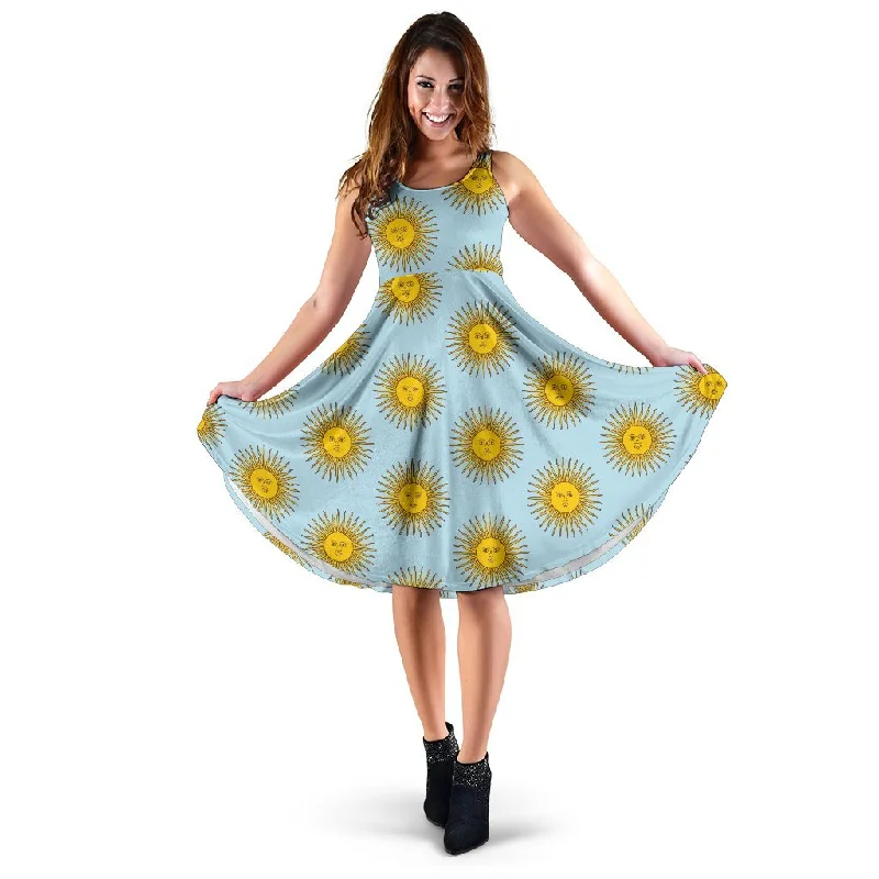 Sun Print Pattern Dress Maxi Flowy Bohemian