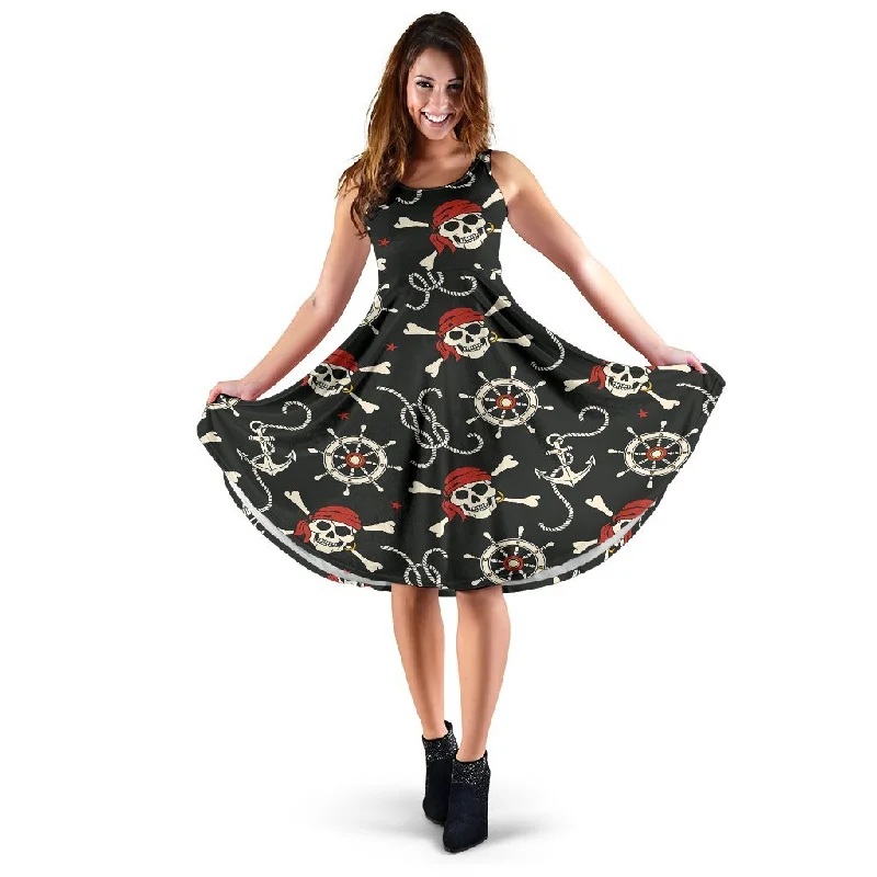Pirate Skull Pattern Print Dress Tunics Winter warm