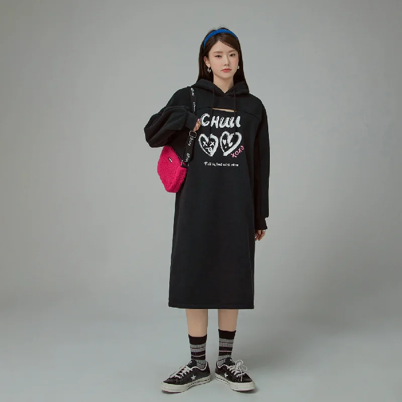 It Is You Or Me Loose Fit Hooded Dress Tunics Timeless classic