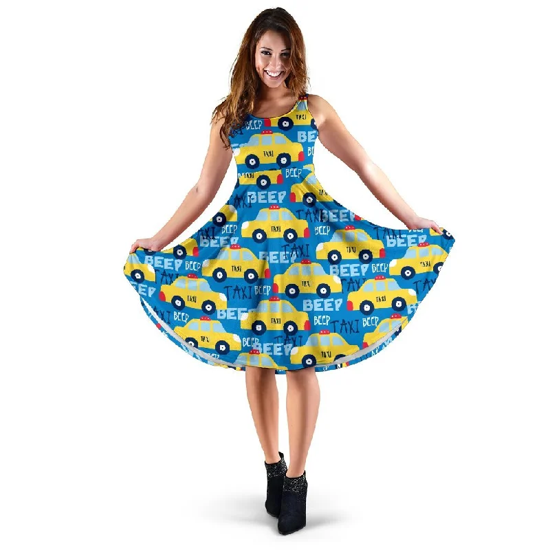 Taxi Car Pattern Print Dress Tunics Versatile all-occasion