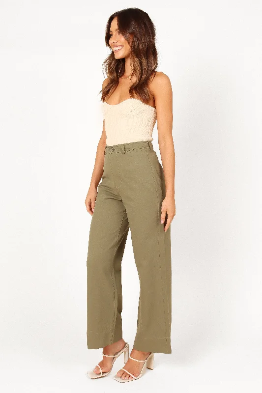 Lawrence Pant - Olive Green Trendy High-Waist Trousers
