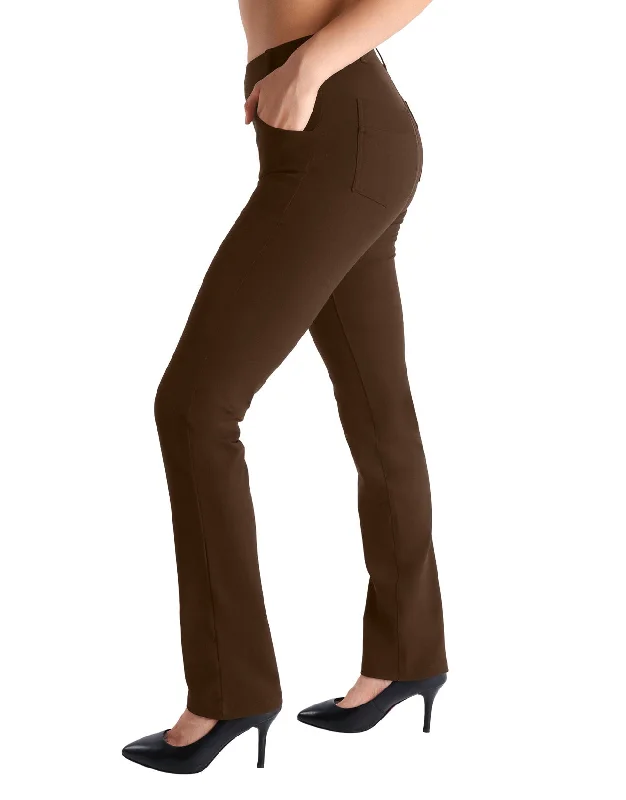 Straight Leg Yoga Dress Pants, 4 Pockets (Walnut) Fashionable Button-Up Pants