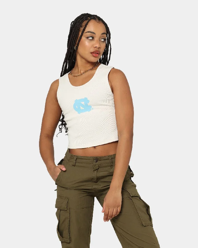 National Collegiate Athletic Association Women's University of North Carolina Tar Heels Classic Rib Tank White Sand cropped tank top