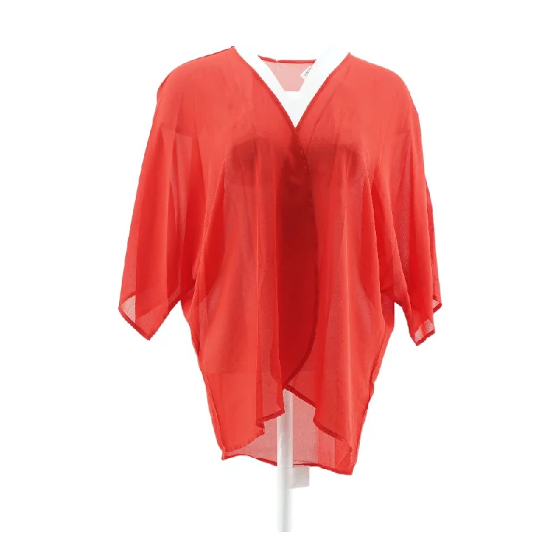 Red Solid Cardigan Sweater Print Jacquard Patchwork