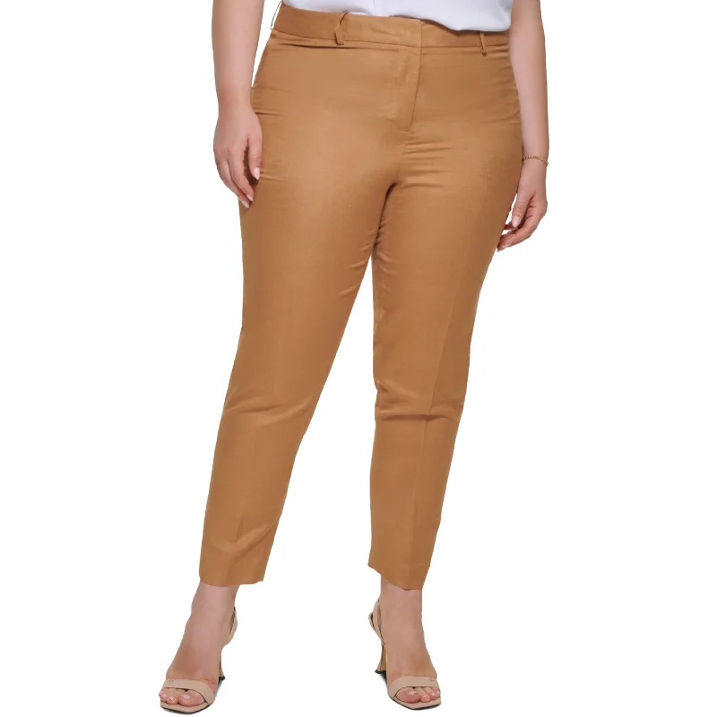 CALVIN KLEIN -  Linen Blend Slim Fit Pants Classic Stretch Pants