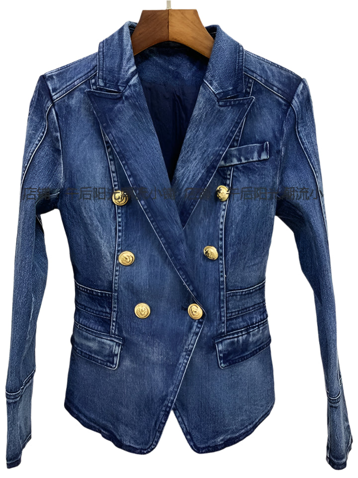 Double Buttoned Wash Denim Jacket Satin Jacket Silk Jacket Chiffon Jacket