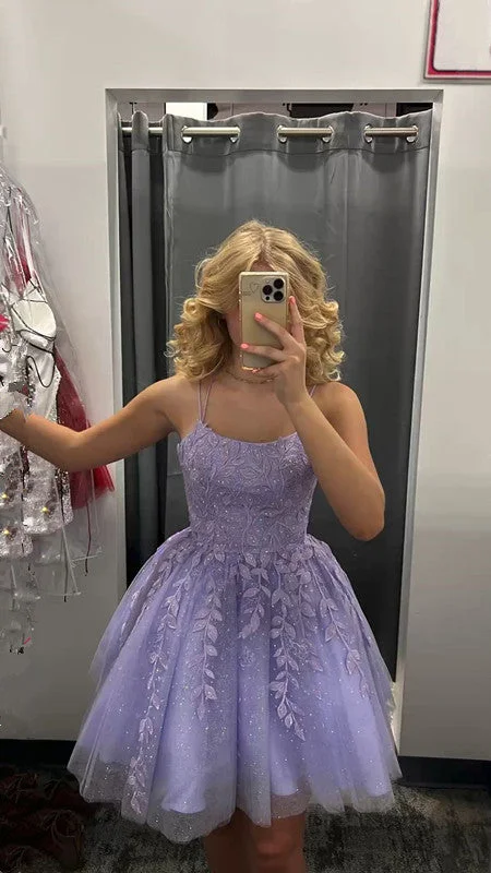 princess short lavender A-line lace appliqued homecoming dress party dress Y1227 Tunics Recommended stylist princess short lavender A-line lace appliqued homecoming dress party dress Y1227 Tunics Recommended stylist