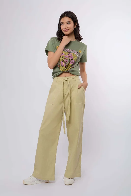 Women Pant Comfy Fit Khaki Casual Drawstring Pants