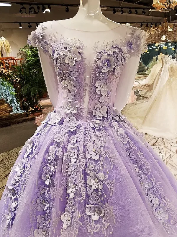 Hi-low Party Dress Lace Appliques Purple Prom Dress Y1077 Mermaid Tail Wedding