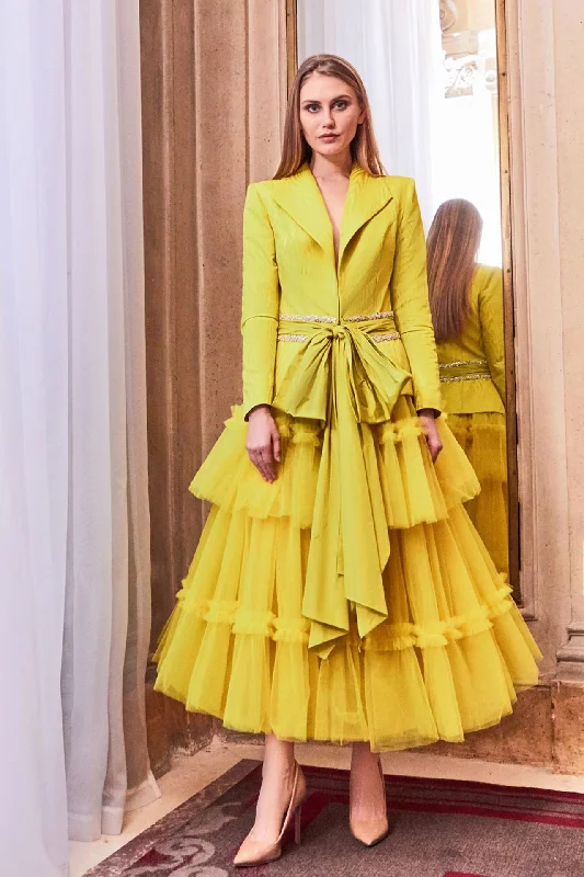 Long sleeve moire jacket with tulle midi skirt Trench Coat Raincoat Waterproof Jacket Long sleeve moire jacket with tulle midi skirt Trench Coat Raincoat Waterproof Jacket