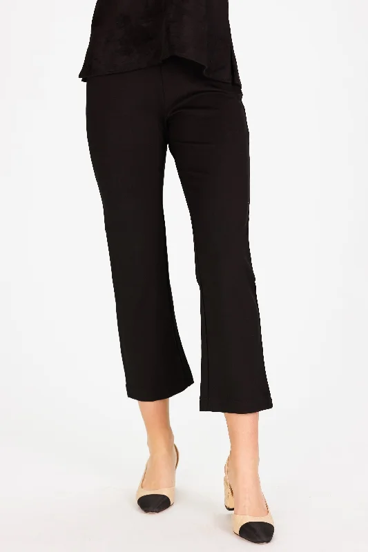 Traveling Pant in Black Stretch Ponte Formal Slim Pants
