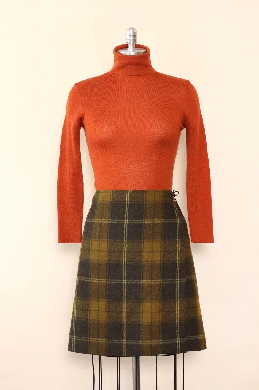Mossy Flannel Wrap Skirt M/L spandex blend skirt