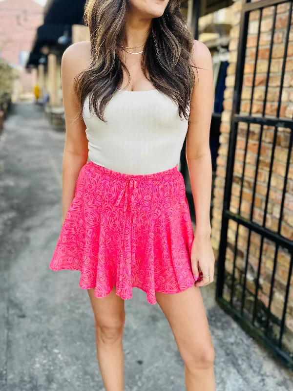 Mila Skirt- Pink Tribal velvet skirt rich