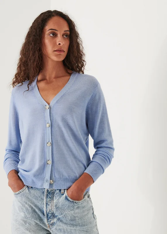 Superfine Merino  Sunfade Relaxed Cardigan Zippered Buttoned Snapped