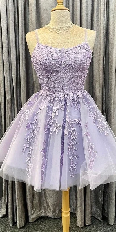 princess short lavender A-line lace appliqued homecoming dress party dress Tunics Luxurious high-end princess short lavender A-line lace appliqued homecoming dress party dress Tunics Luxurious high-end