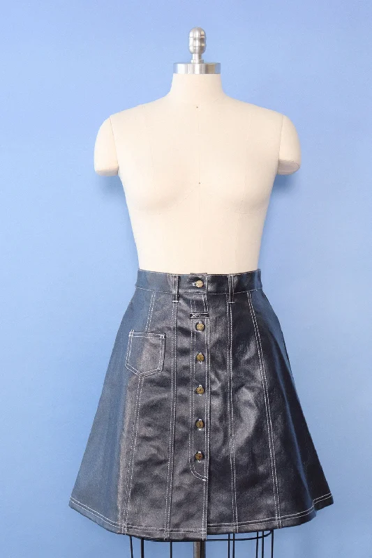 Y2K Laminated A-line Skirt S/M pleated skirt texture