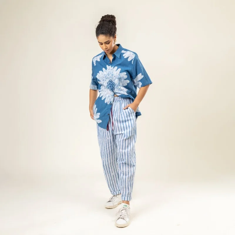 Upcycled Cotton Martha Striped Pants Trendy Wide-Leg Pants