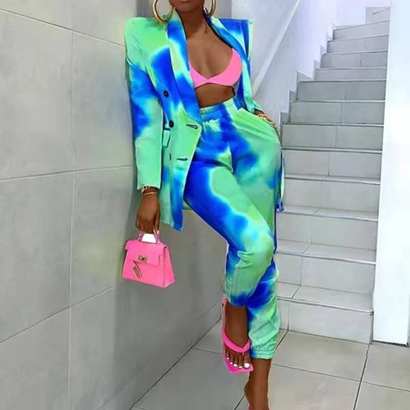 Printed Jacket Suit Casual Suit Belted Jacket Elasticated Jacket Padded Jacket