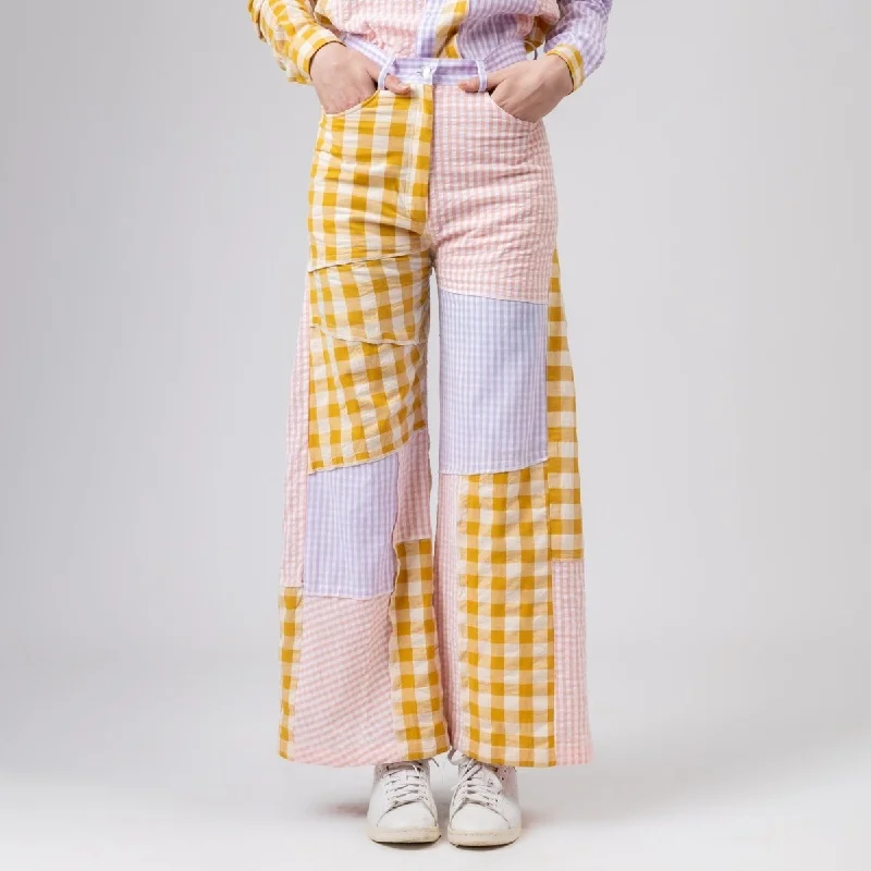 Erin Patch Upcycled Cotton Pants Wide-Legged Palazzos