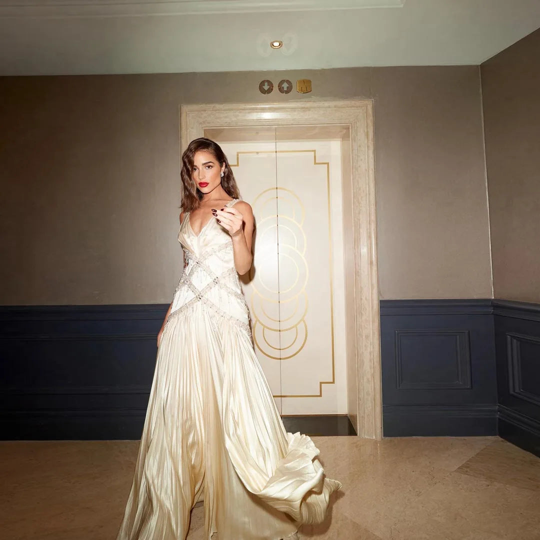 Lunivop Light Champagne Satin Long Evening Dresses Elegant V Neck Pleated Draped Prom Dressing Gowns With Tassels Sleeveless Party Dress Tunics Sale discount Lunivop Light Champagne Satin Long Evening Dresses Elegant V Neck Pleated Draped Prom Dressing Gowns With Tassels Sleeveless Party Dress Tunics Sale discount