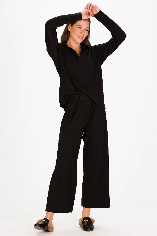 Supersoft Cropped Peri Pant in Black Classic Straight Pants