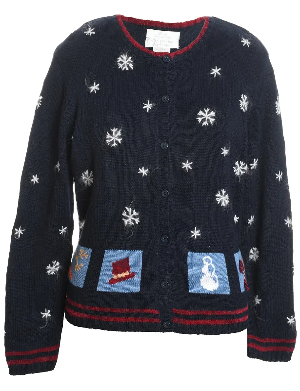 Snowfall Design Christmas Cardigan - M Machine Wash Dry Clean Hand Wash